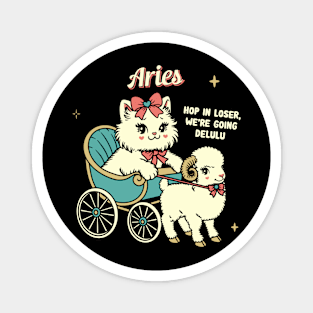 Aries White Kitty Magnet